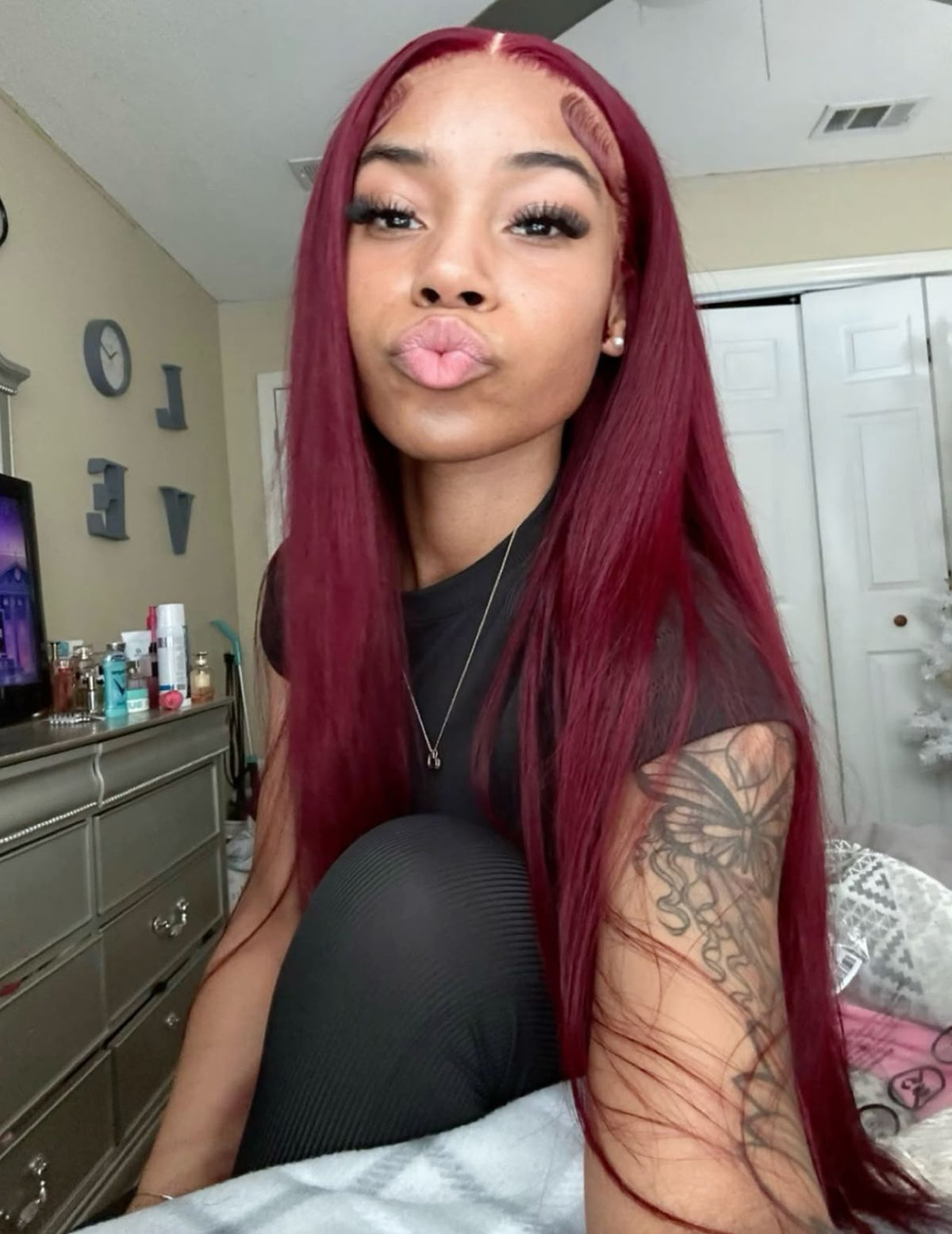 AMÉRA™ 99J Burgundy Straight 13×4 Frontal Weave